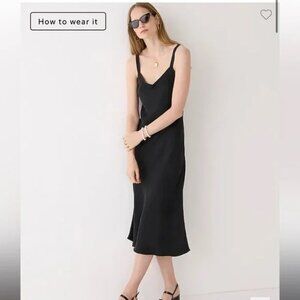 J. Crew Gwyneth V-neck slip dress in cupro blend | Black | Size 00